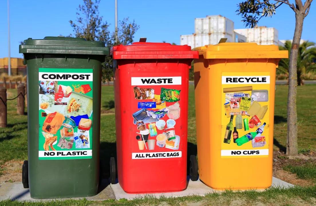 Photo of binds for different types of waste