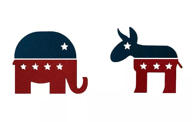 Elephant and Mule cartoon - Republican and Democrat