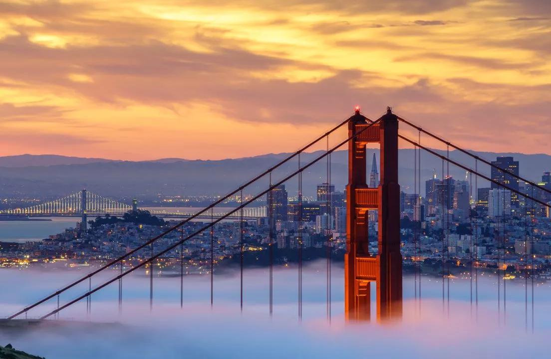 Photo of fog on Golden Gate Bridge in San Francisco