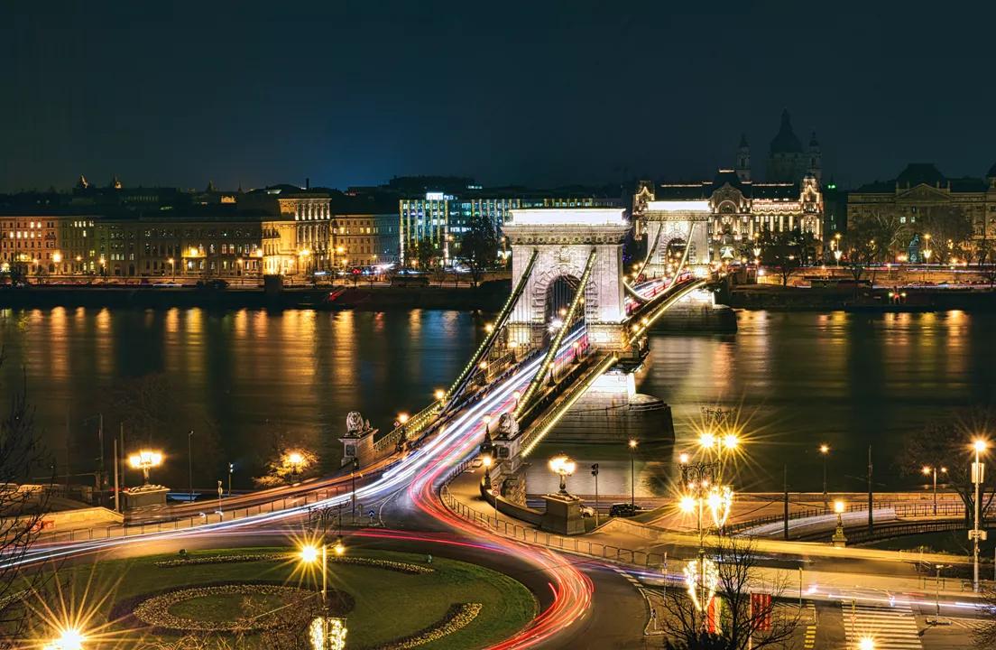 Hungarian bridge at night