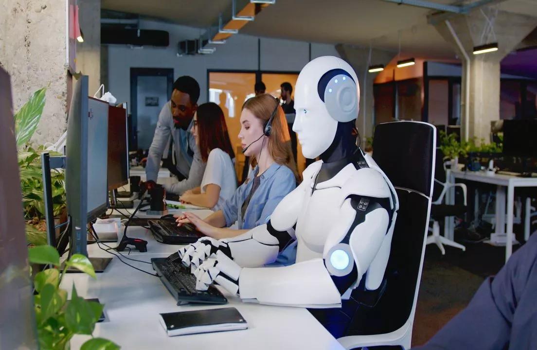 Photo of robot working in an office